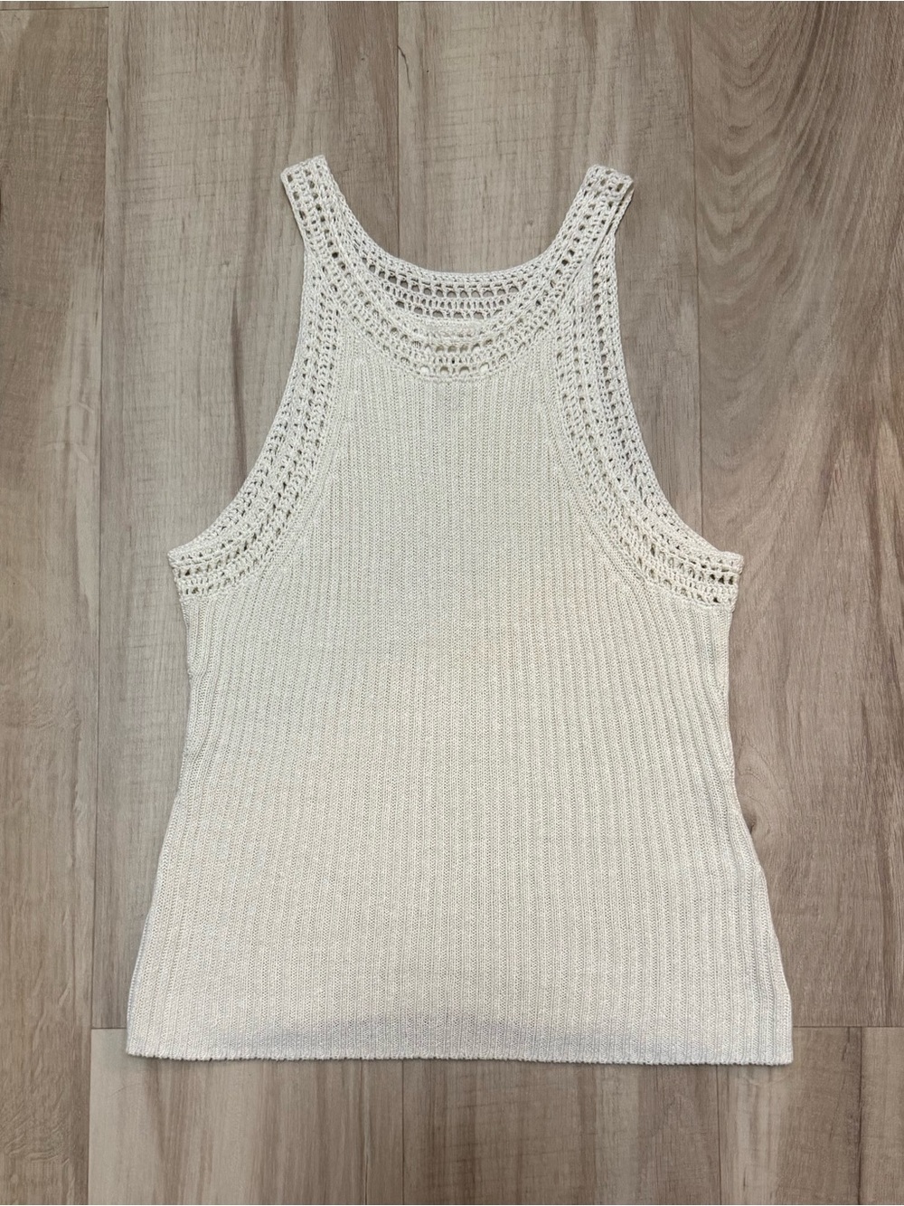 Lucky Brand Cream Crochet-Trim Tank